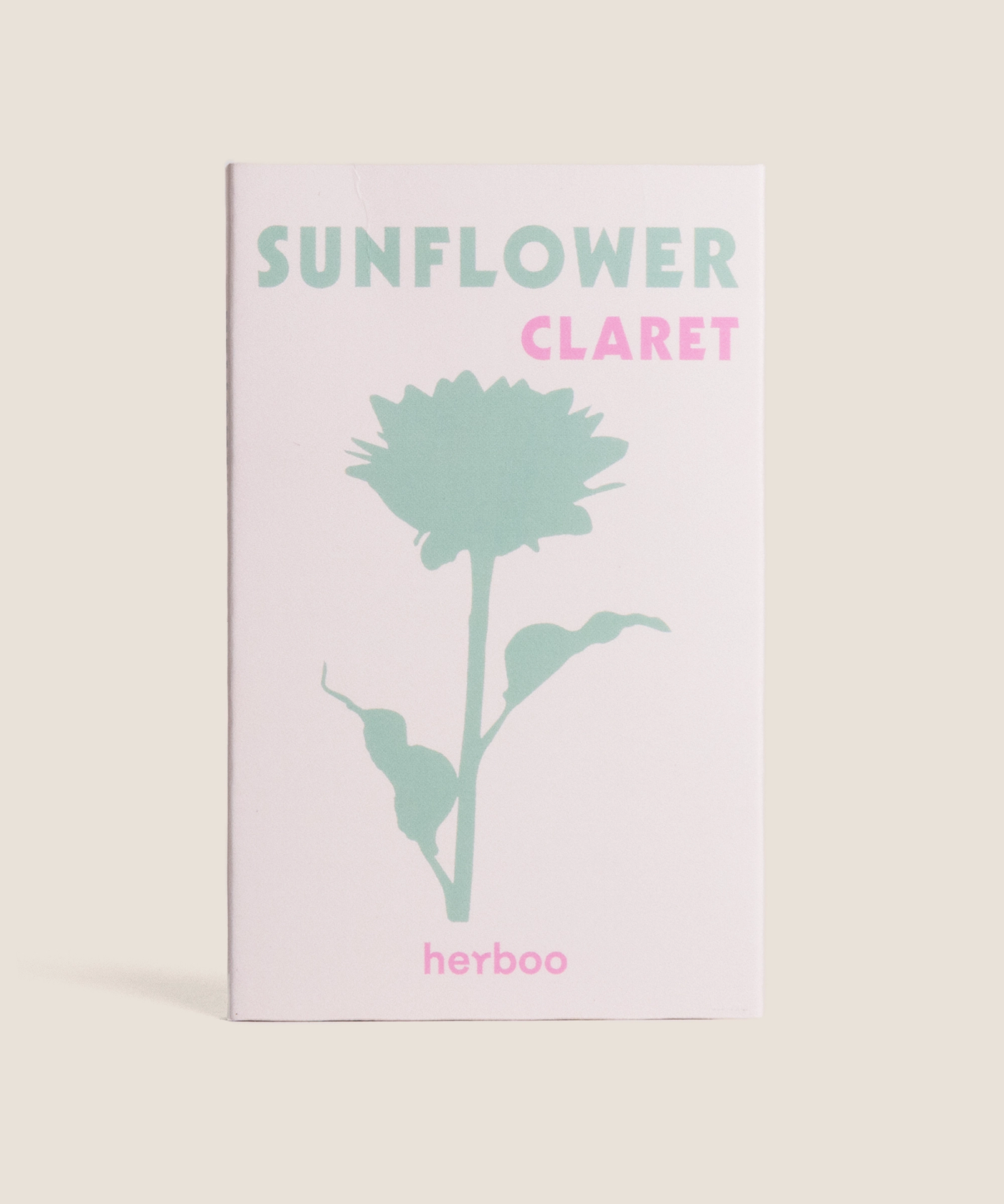Sunflower Helianthus ‘Claret’ F1 seeds packet featuring illustrated dark red sunflower bloom