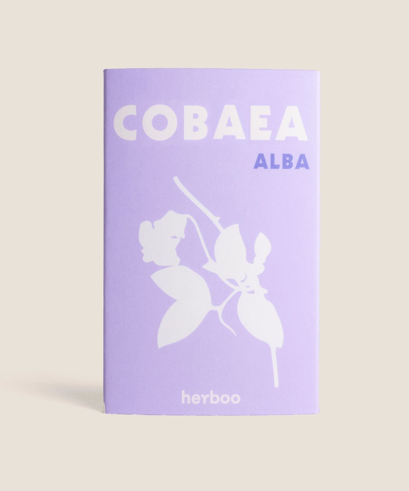 Cobaea scandens alba seed packet front with botanical illustration