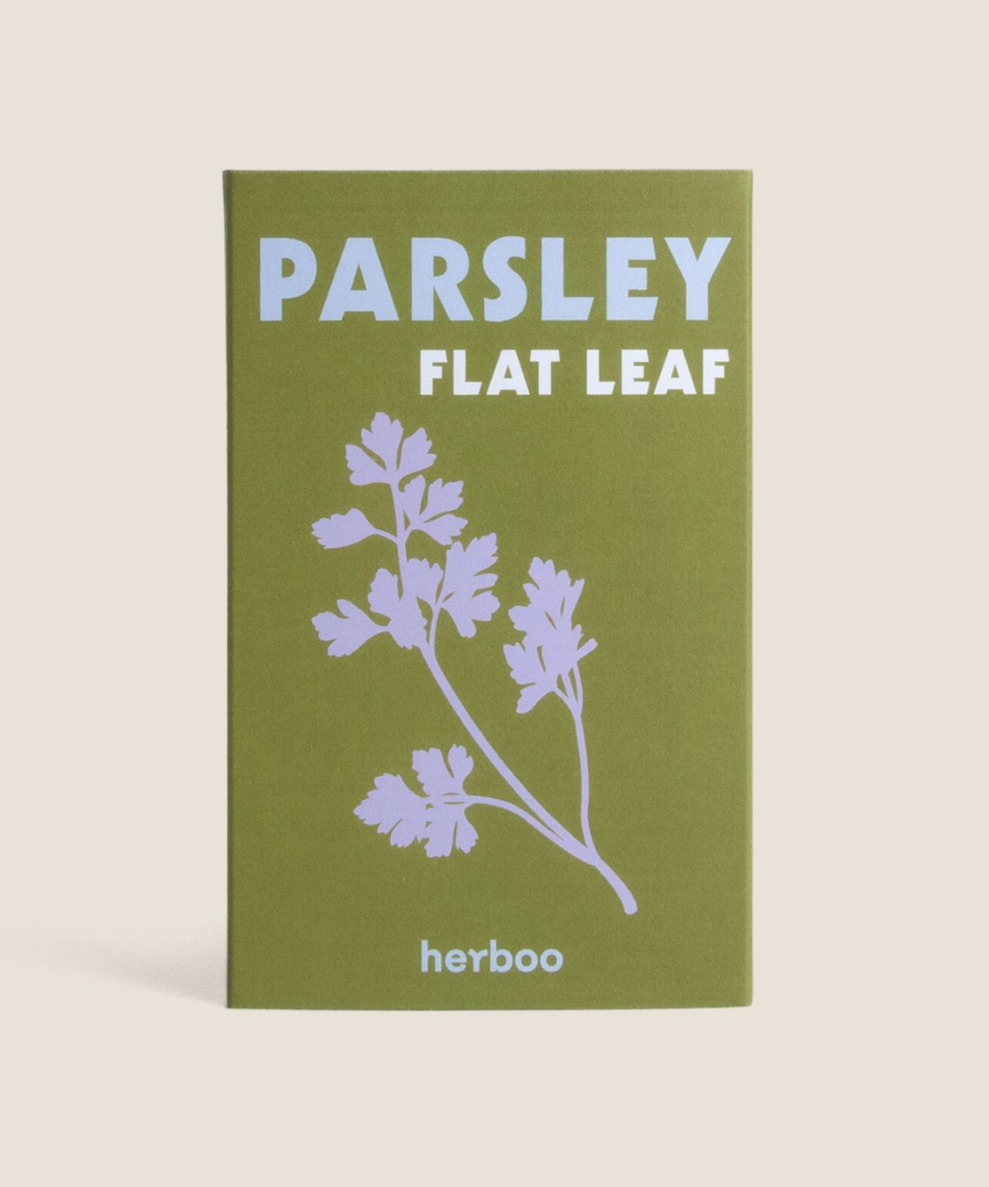 Flat-leaf parsley seed packet front showing illustrated parsley leaves
