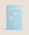 Herboo Cosmos ‘Seashells Mixed’ seed packet showing pastel fluted cosmos illustration on plain background
