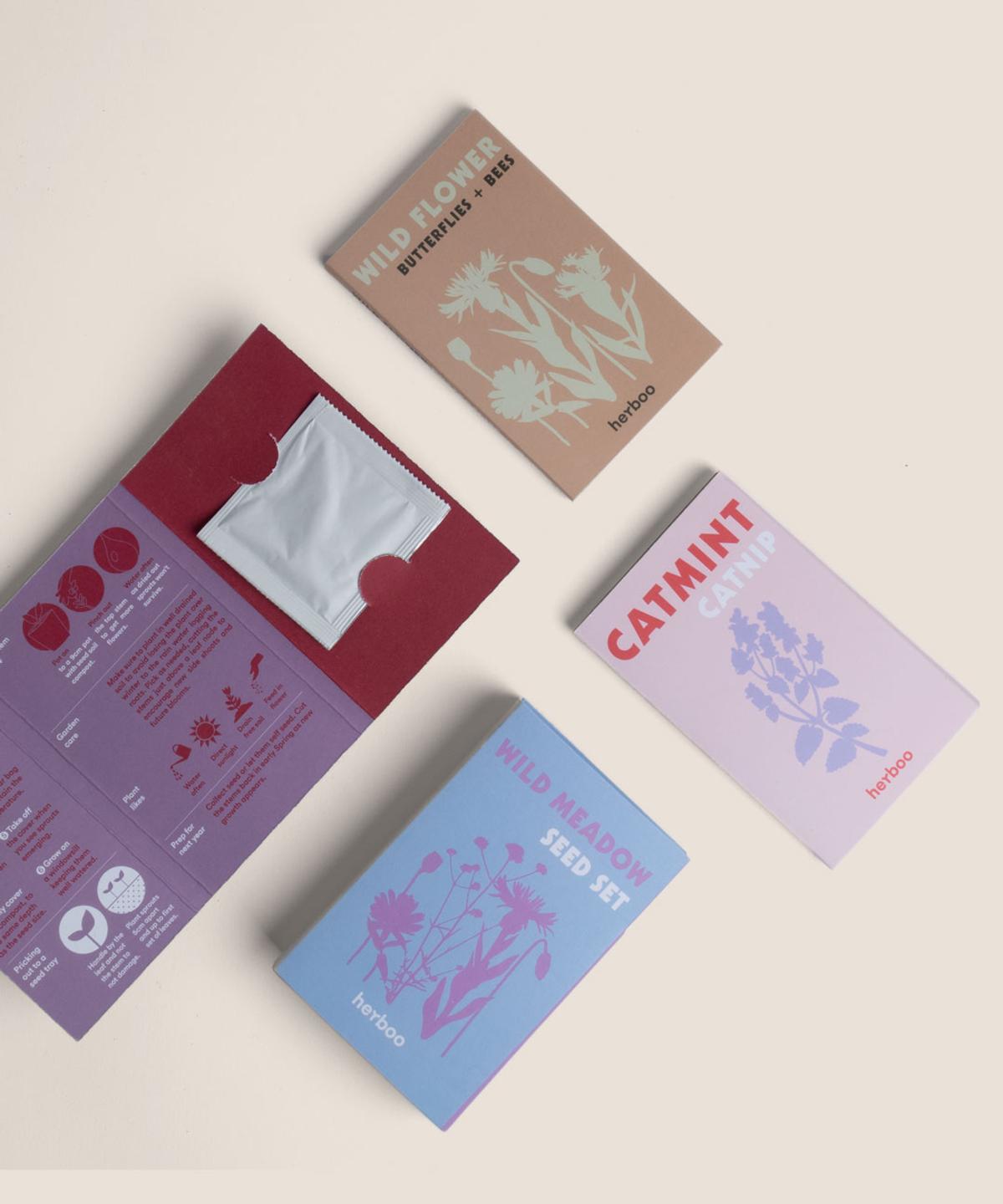 Wild Meadow Seed Set flat lay showing all included packets arranged on a neutral background