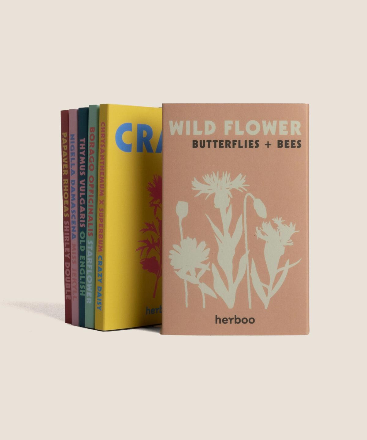 Rewild Garden Seed Box with native wildflower and herb seed packets inside