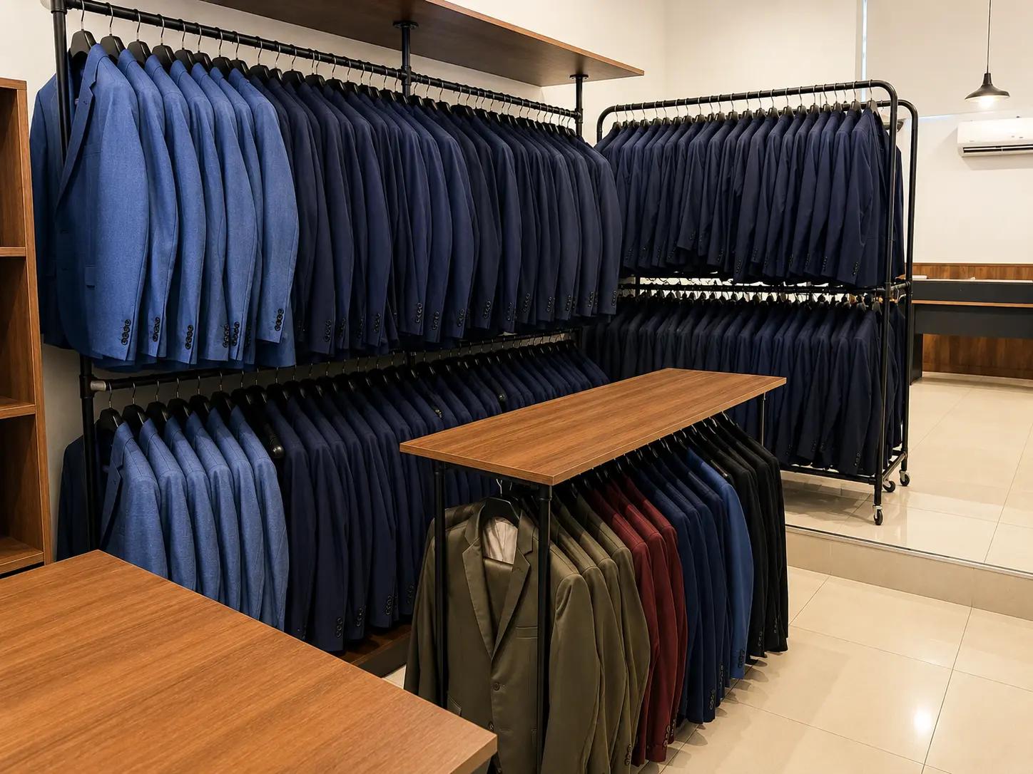 Selección de trajes en el showroom de Casa Atavío