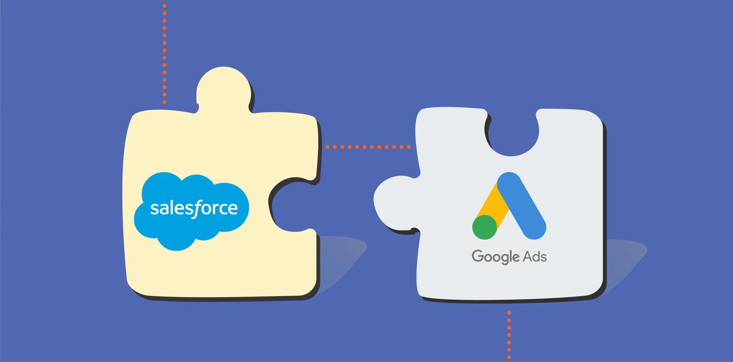 Puzzle pieces of Salesforce CRM and Google Ads integration