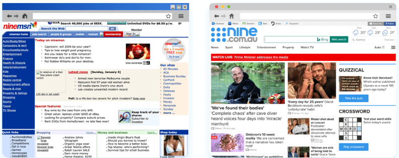 Nine.com.au 2004 vs. Nine.com.au 2022