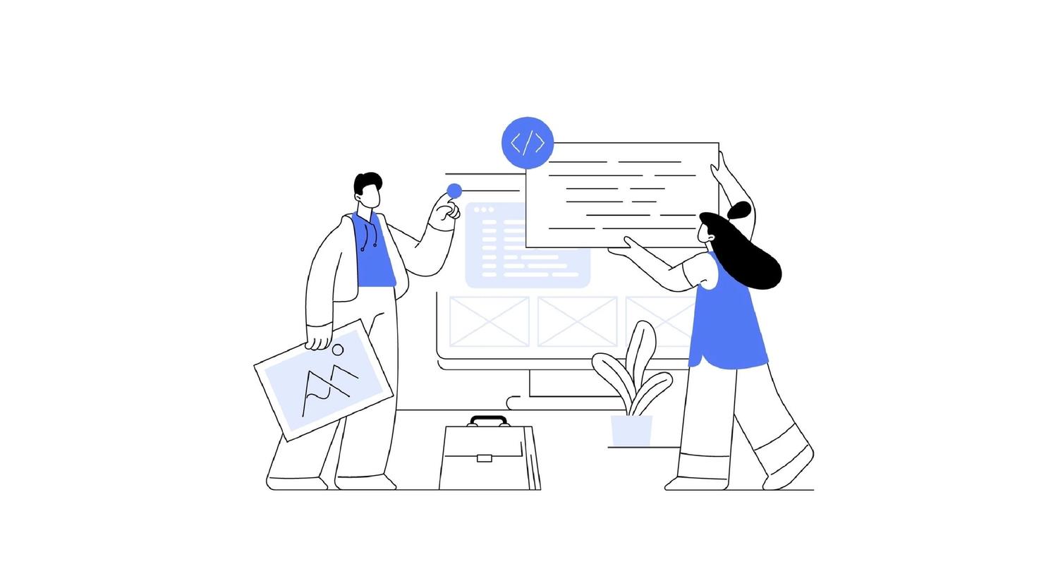 Man and woman designing website for seo optimisation