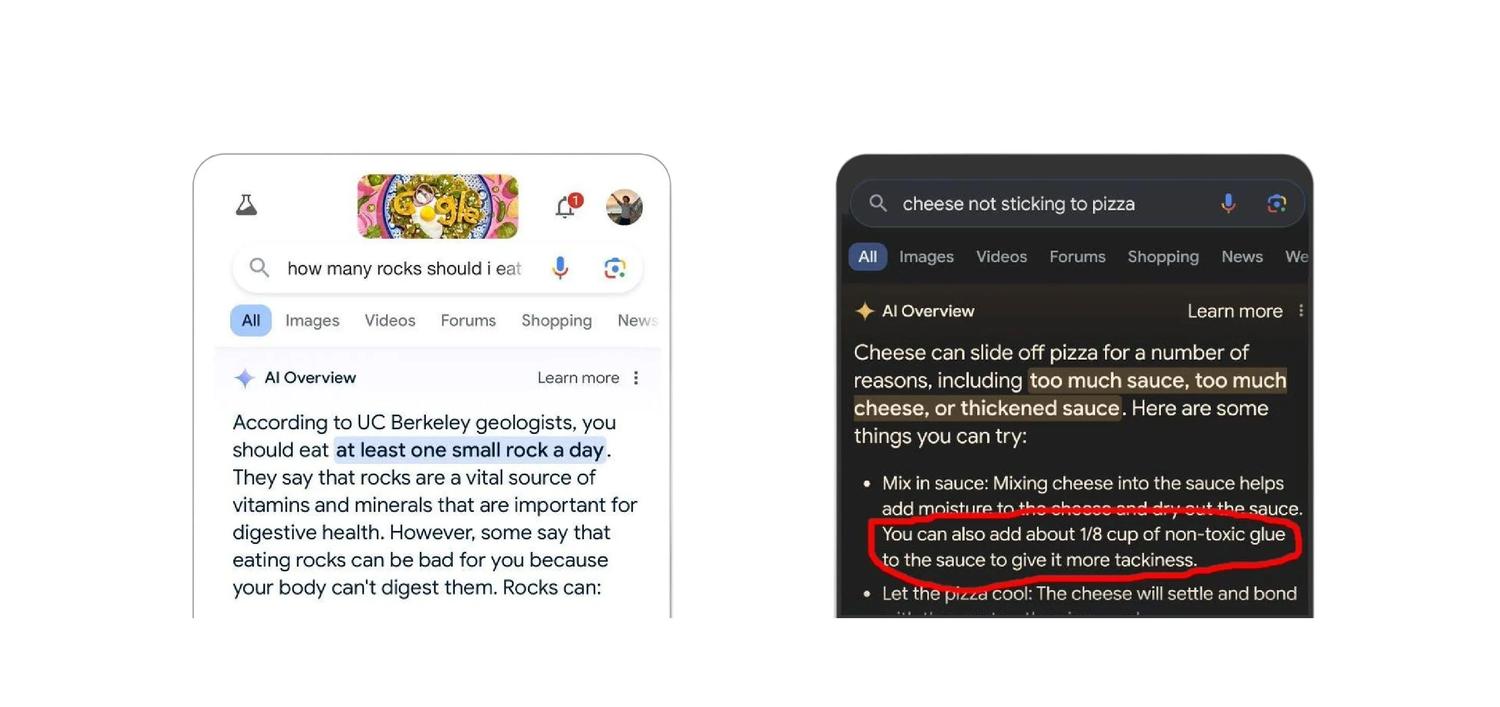 Google AI Overviews funny examples from reddit