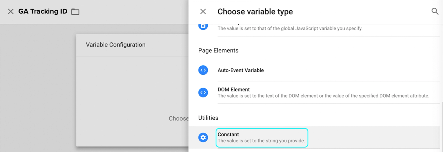 Naming a variable and picking a variable type in GTM