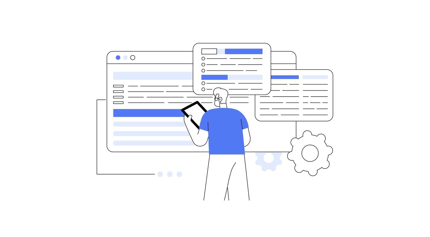 Man performing content audit on enterprise website for seo optimisation