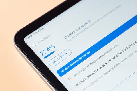 Google Ads Quality Score on tablet