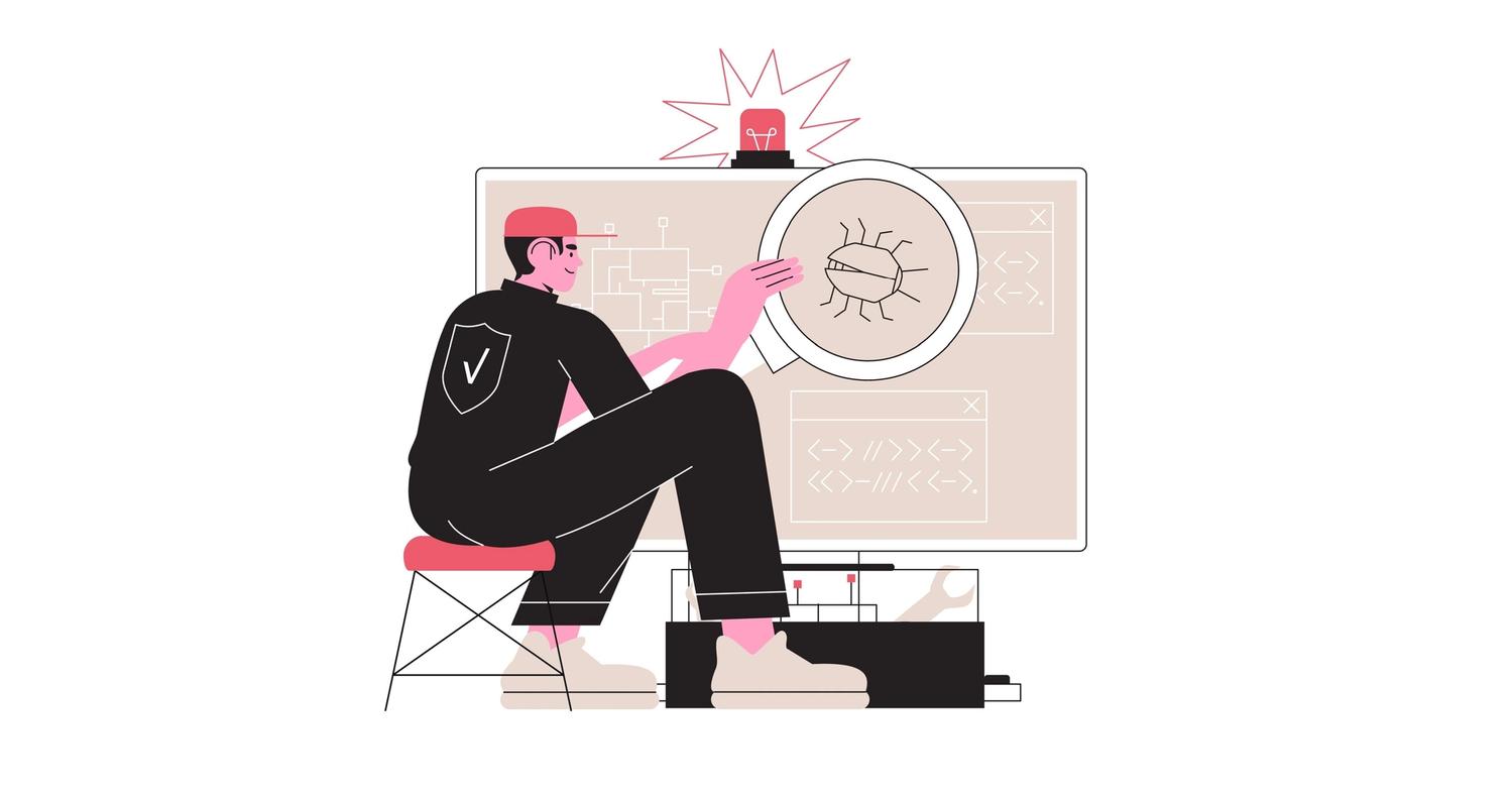 Animation of web security professional detecting software virus