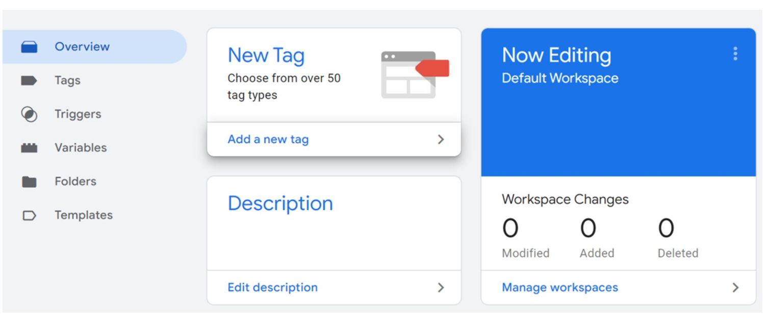 Google Tag Manager home screen