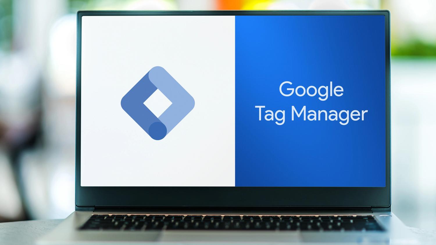 Google Tag Manager logo on a laptop