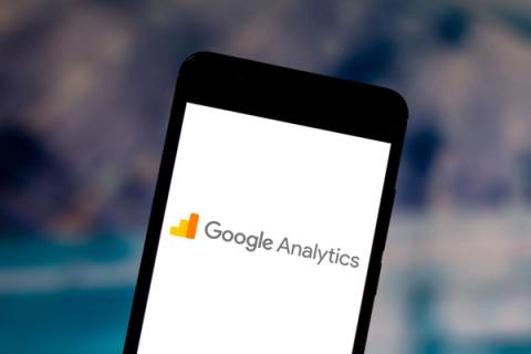 Tablet with logo of Google Analytics 4
