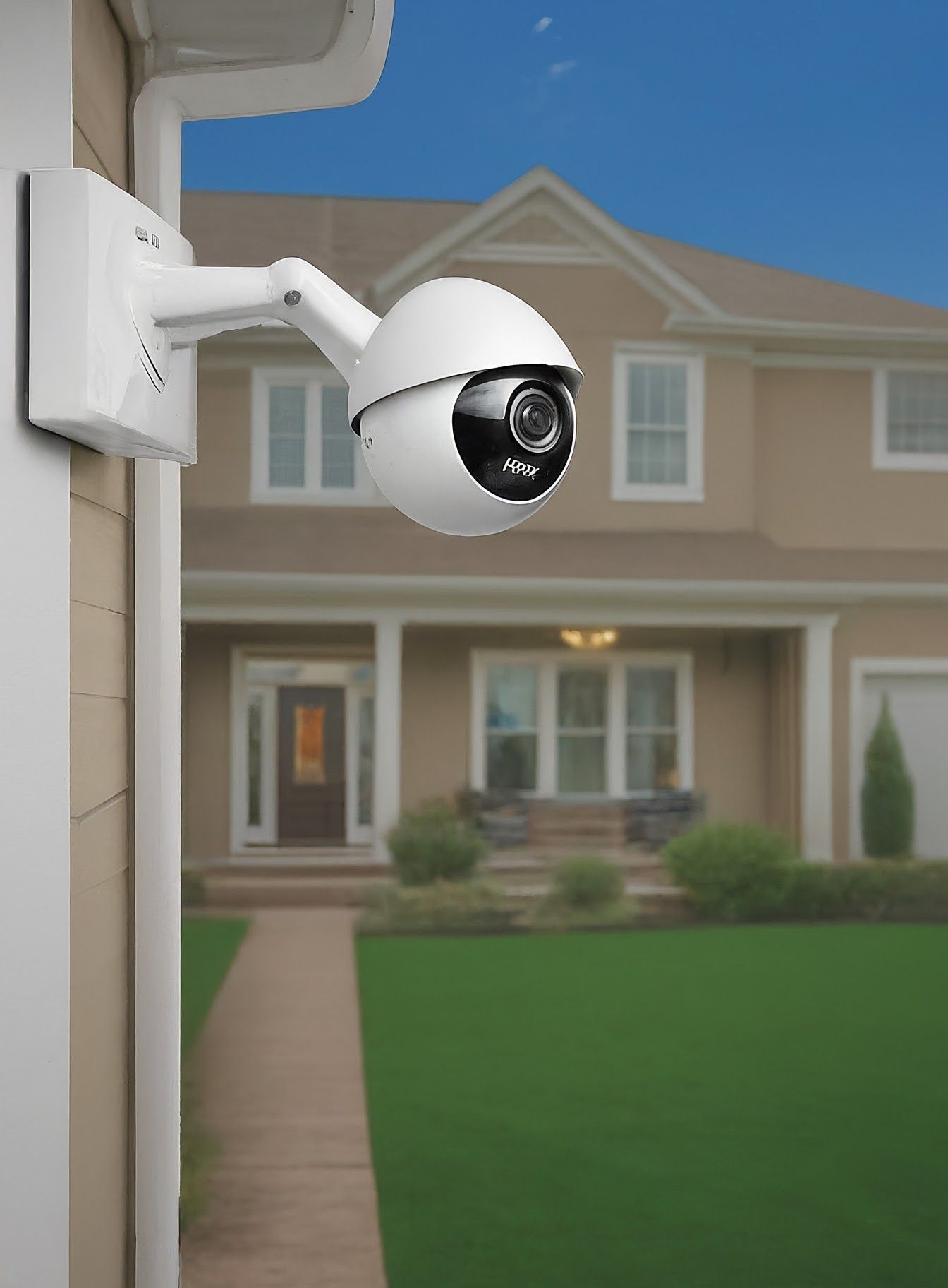 Example 5 of PMAX's AI Image Generator with a security camera outside a house