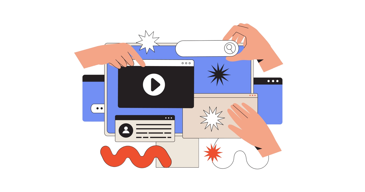 Animation or hands rearranging web page sections