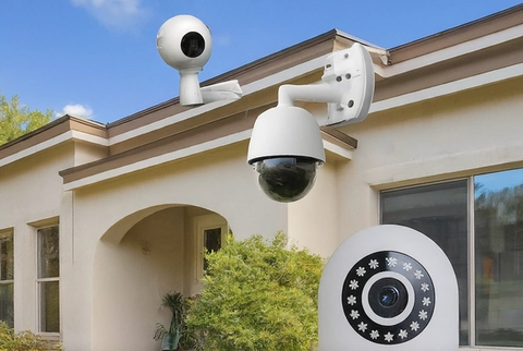 AI generated image of 3 security cameras on a house 