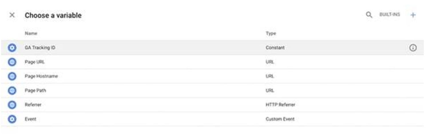 Choosing a variable in GTM