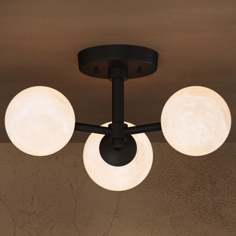 Osaka Alabaster 3 Globe Semi Flush Light