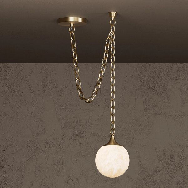 Moraine 1 Light Alabaster Globe Swag Pendant