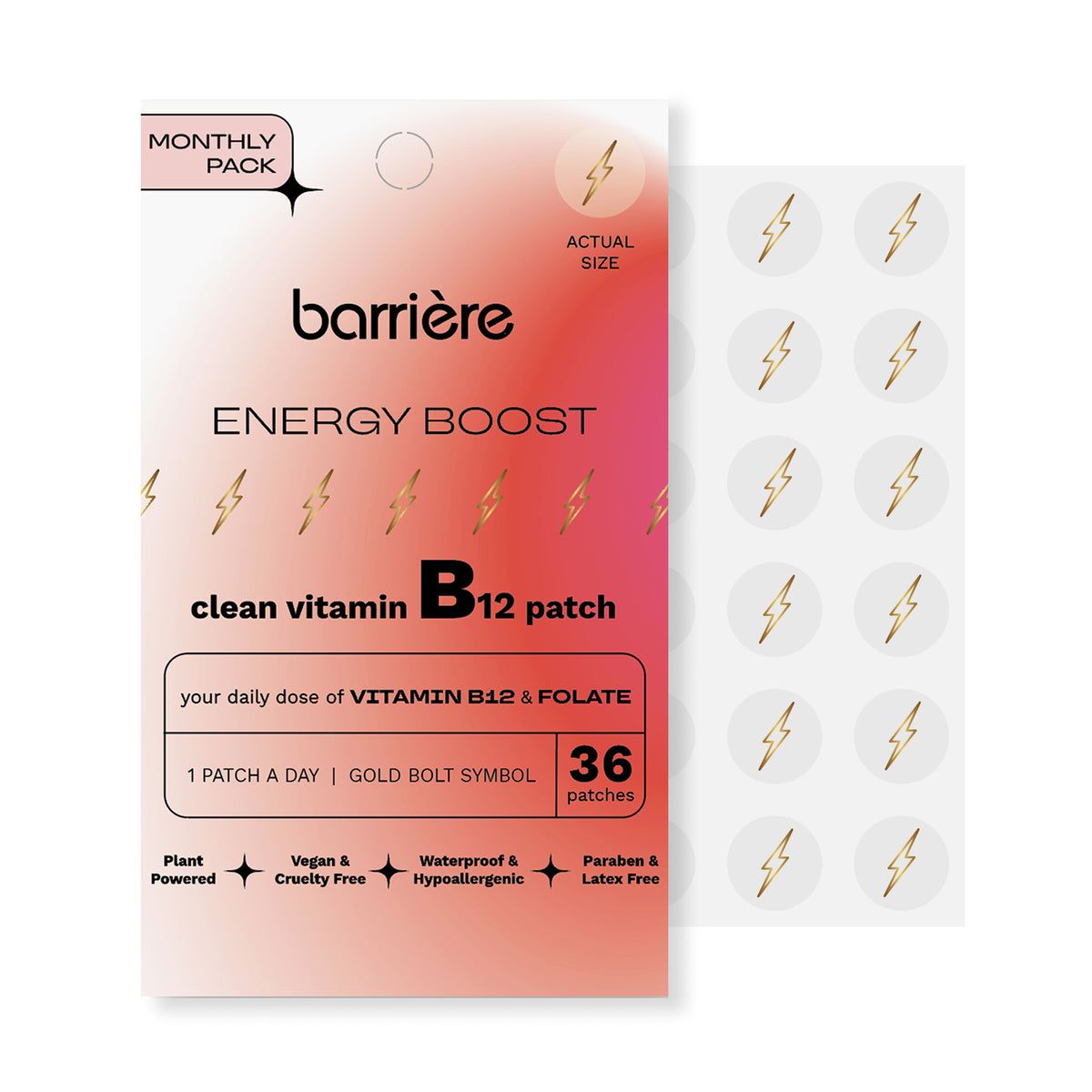barrière Energy Boost patch sheet, gold bolt print