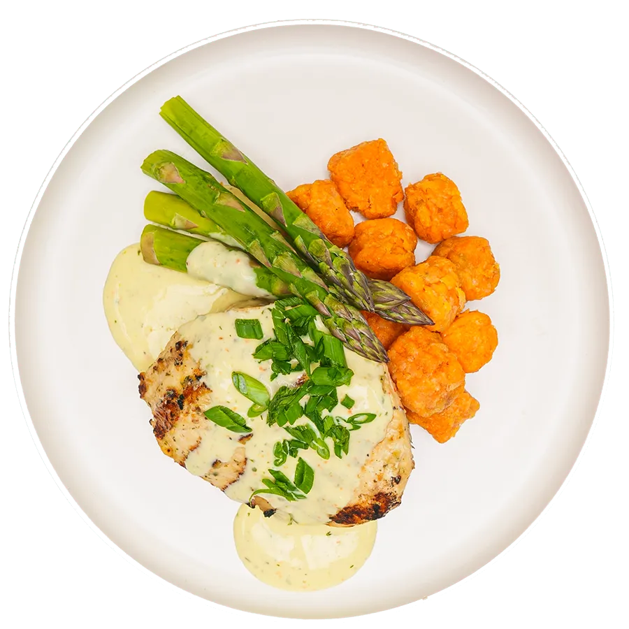 Lemon Garlic Chicken with Sweet Potato Tots