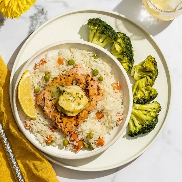 Garlic Butter Salmon with Spanish Rice
