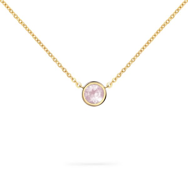 Jamestown Rose Quartz Solitaire Necklace in 14k Gold