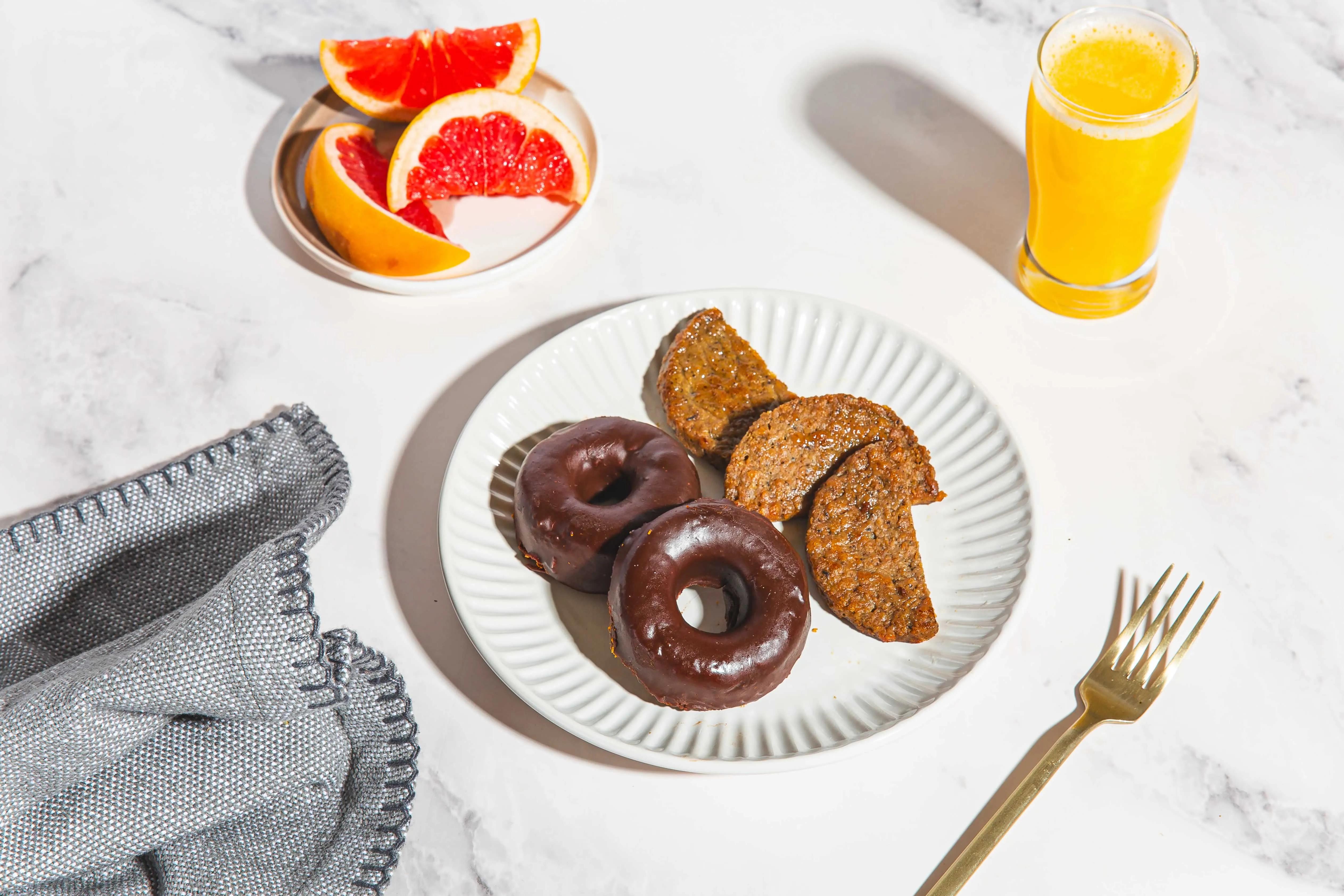 Chocolate Glazed Donuts with Vegan Patty