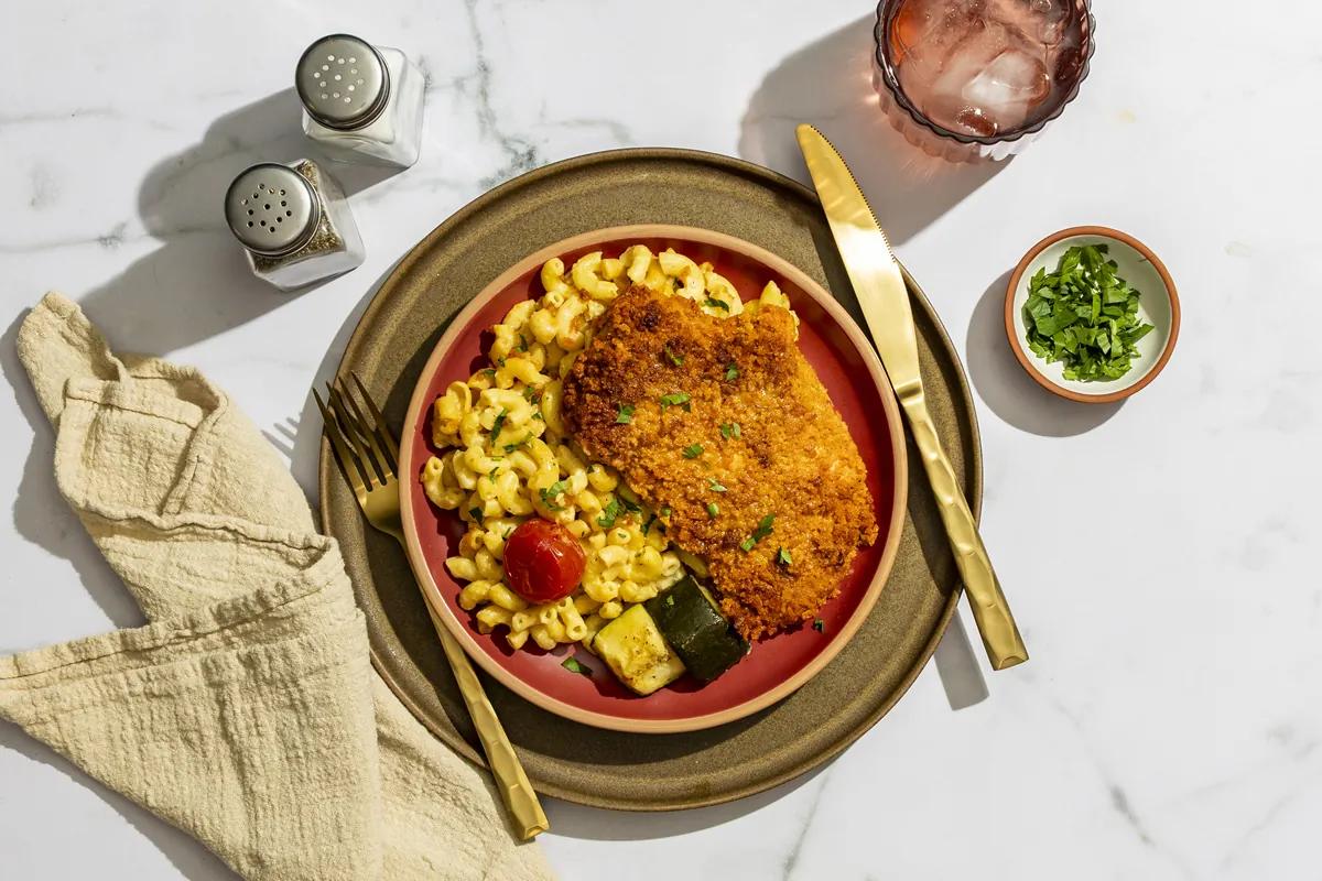 BBQ Crusted Chicken Breast with Mac N Cheese