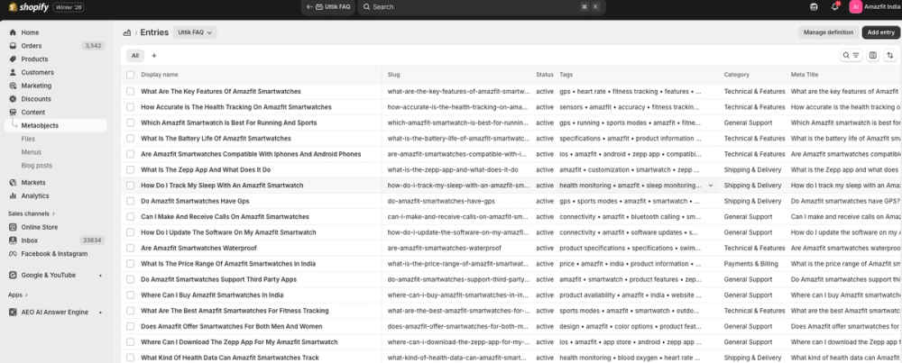 Manage the FAQ from MetaFields to server SSR and SEO ready Pages - AI can crawl easily