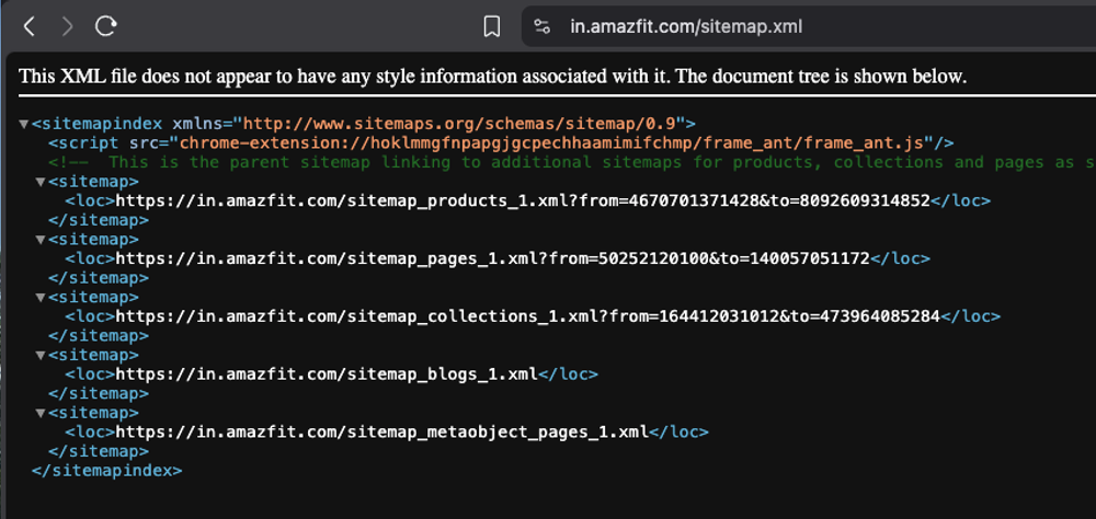 Sitemap of Shopify Store with new faq pages - Auto Pilot
