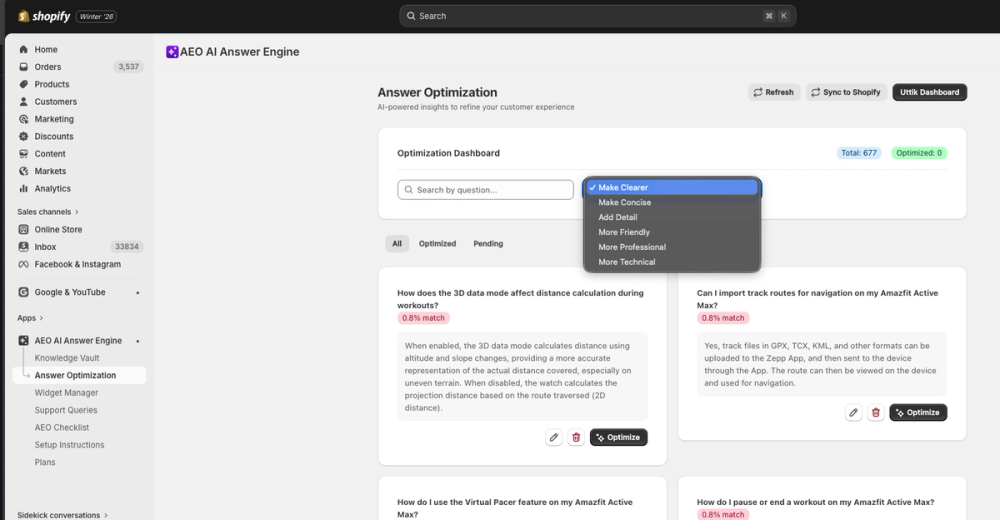 Auto Generated FAQ from Shopify Product Pages and Technical Guides