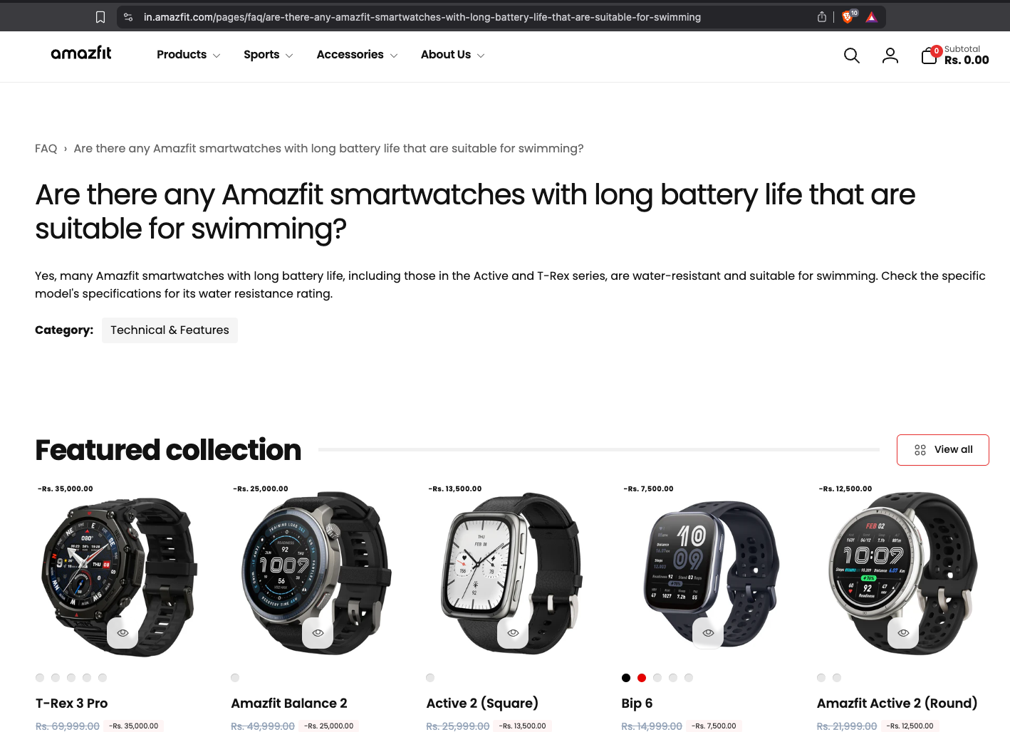 Uttik Powered FAQ Support Page with Knowledge Fetched from product Pages