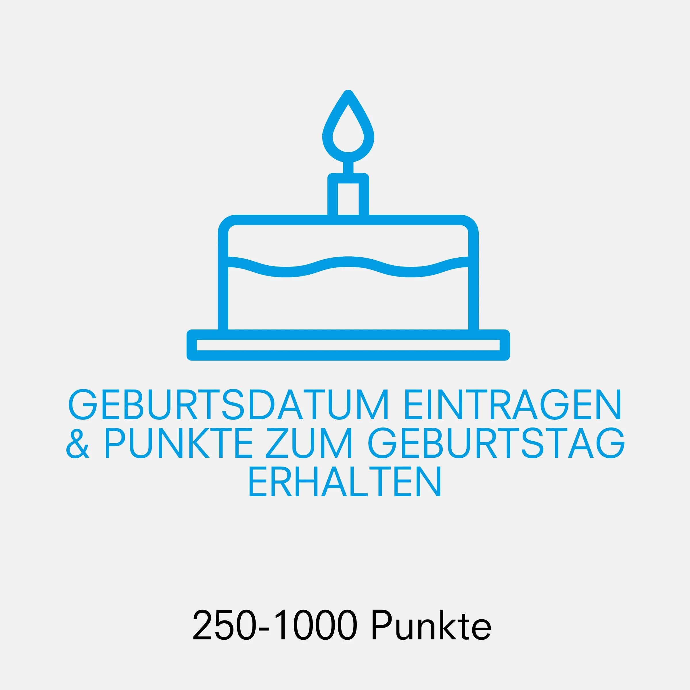 Icon für Punkte zum Geburtstag in blau