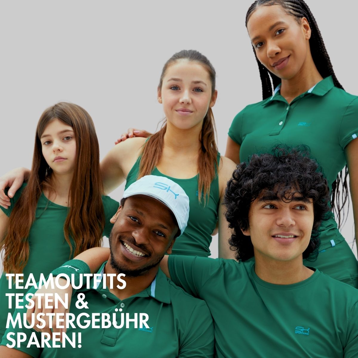 Team in tannengrünen Tennis Outfits von SPORTKIND