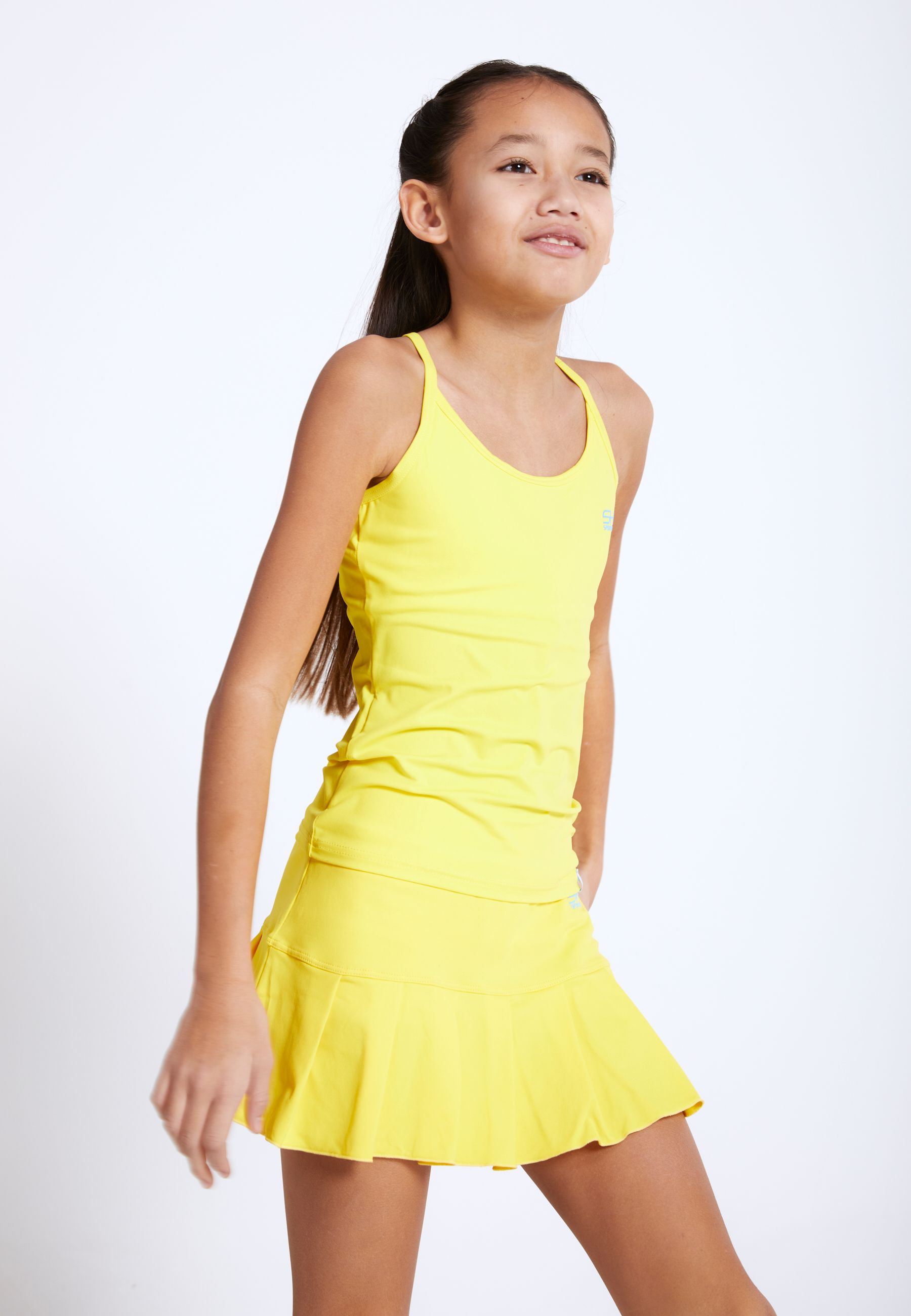 Tennisrock mit Falten / Skort, gelb