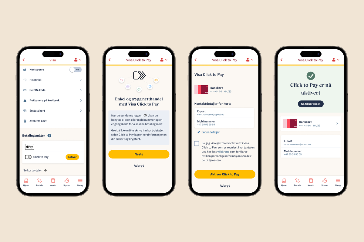 Slik ser Click to Pay ut i mobilbanken