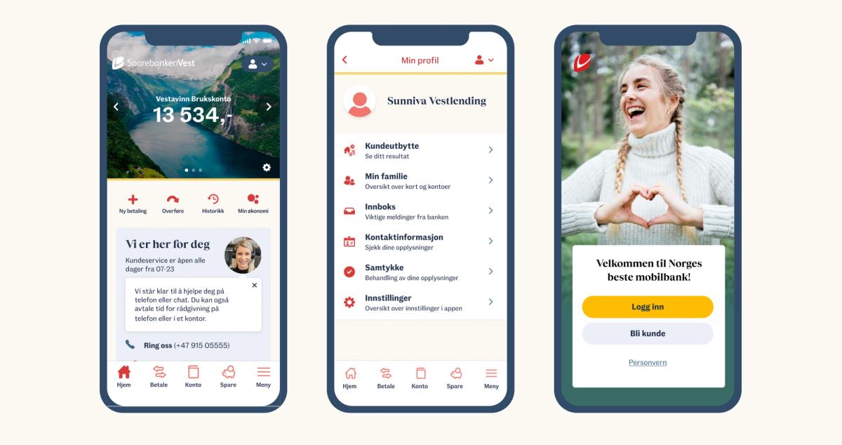 Du kan bli kunde, booke møte og sjekke og oppdatere informasjonen om deg selv rett i appen