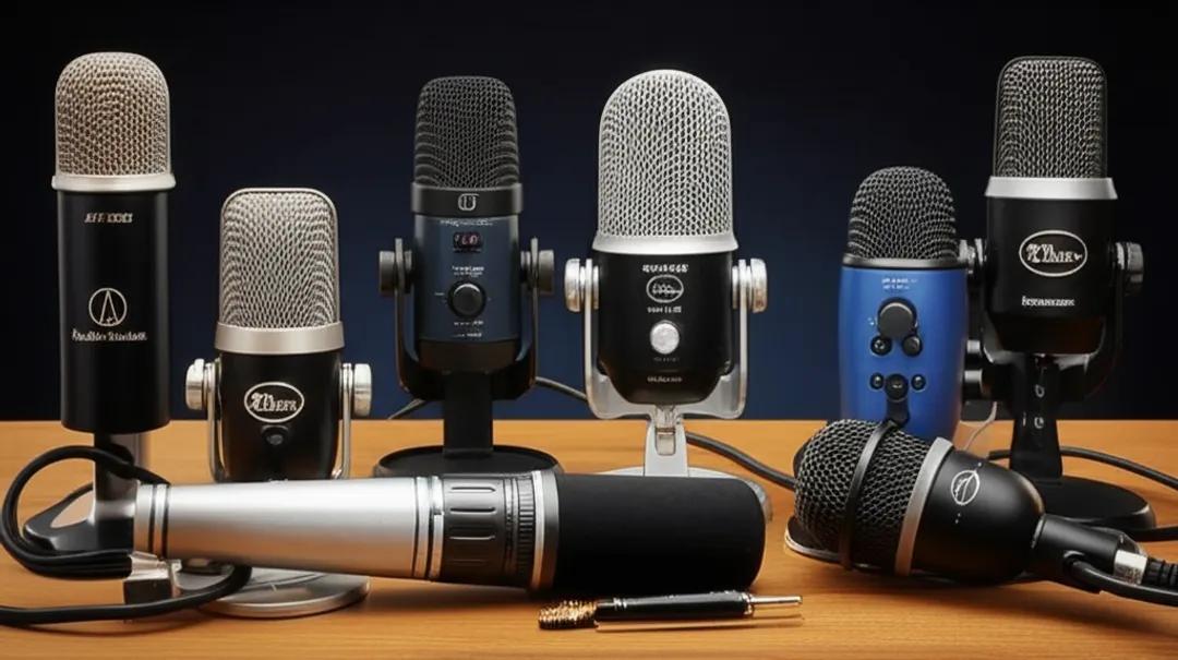 Best budget microphones for home studio recording arranged on desk