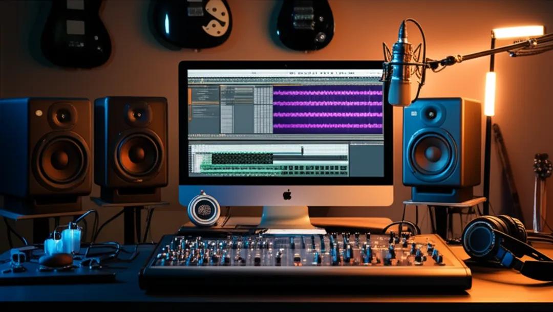 Professional home recording studio setup for freelance music production