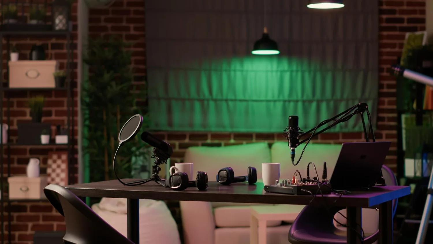 Podcast editing services in home audio setup