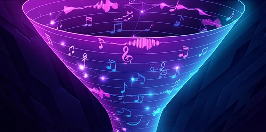 Music marketing fan funnel visualization showing listener conversion journey