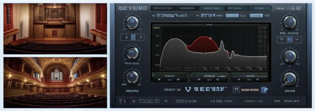 Professional reverb VST plugin interface with acoustic space visualization