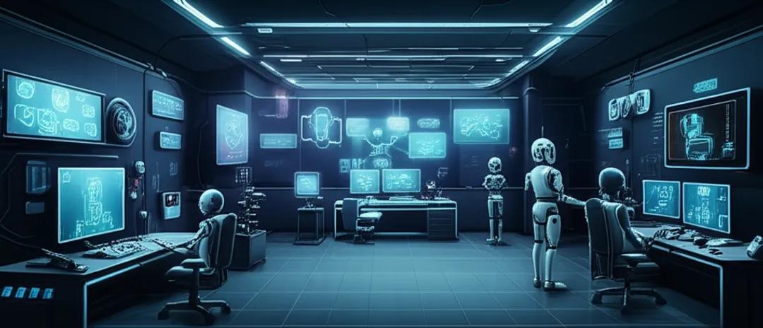 futuristic home studio driven by ai bots