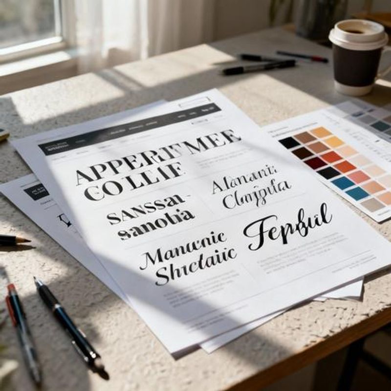 Typography hierarchy examples showing different font combinations on portfolio layouts