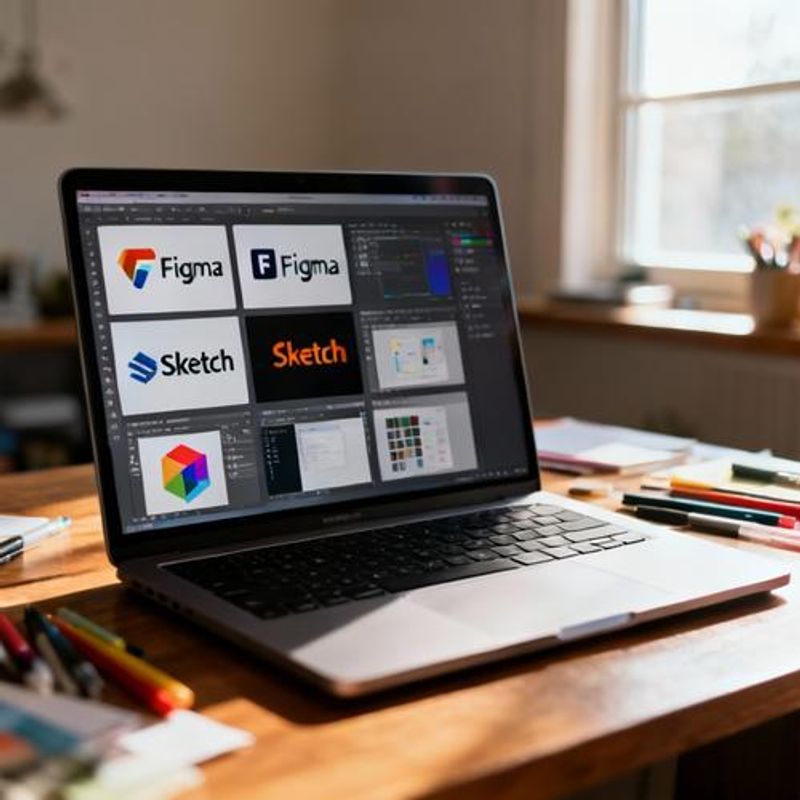 Collection of popular design tools displayed on laptop screen