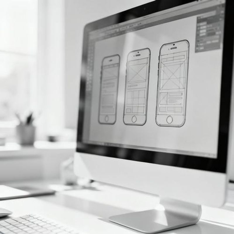 Mobile app wireframe examples displayed on a computer screen