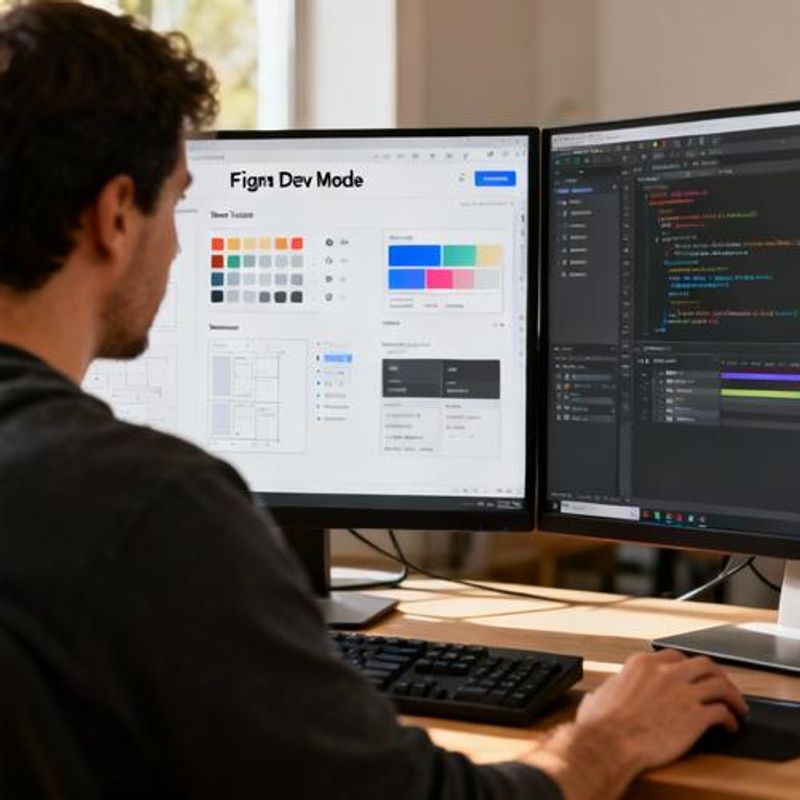 Developer working with design tokens and responsive measurements in Figma Dev Mode