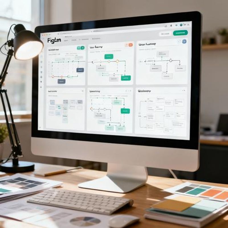 Collection of user journey mapping templates displayed on computer screen